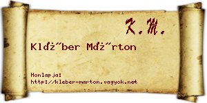 Kléber Márton névjegykártya